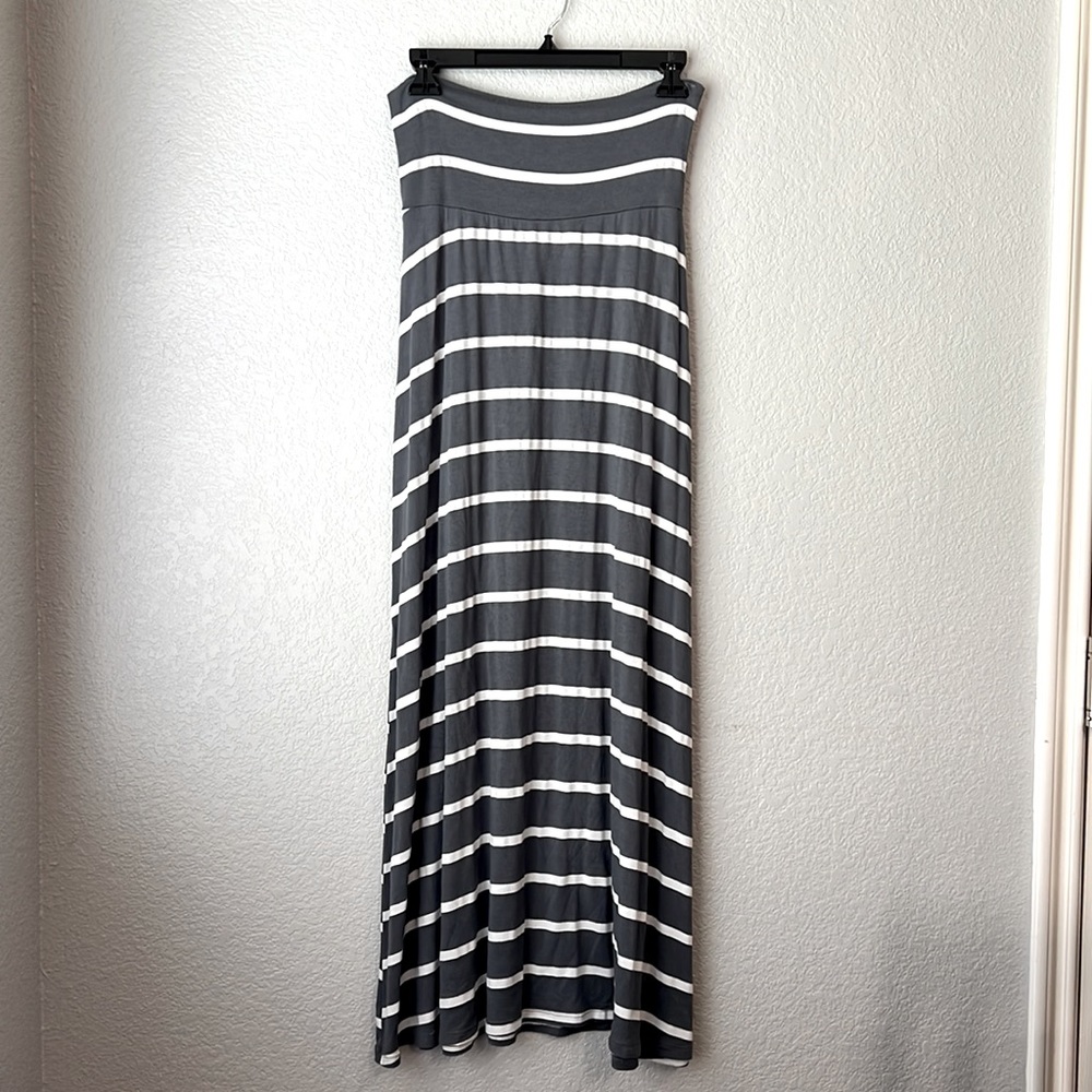 Grey Striped Maxi Skirt